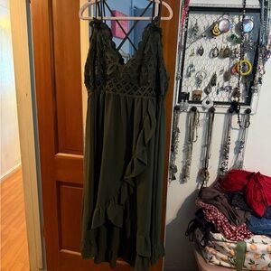 SHEIN Olive Green High Low Dress